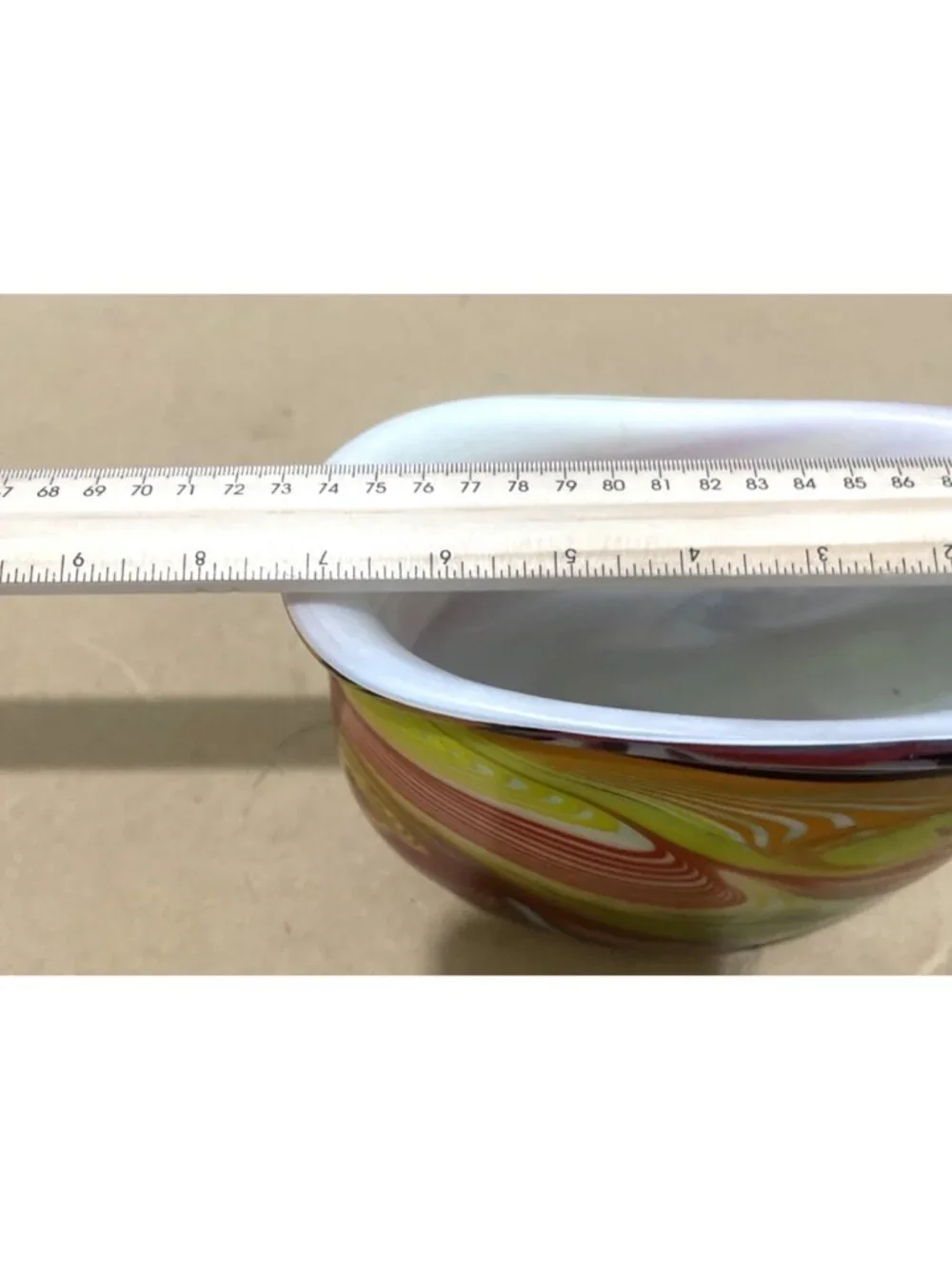 Swirl Art Glass Multi Color Red Orange Yellow Green Black Vase Heavy 7'X7